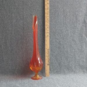 Tall Orange Viking Glass Vase
